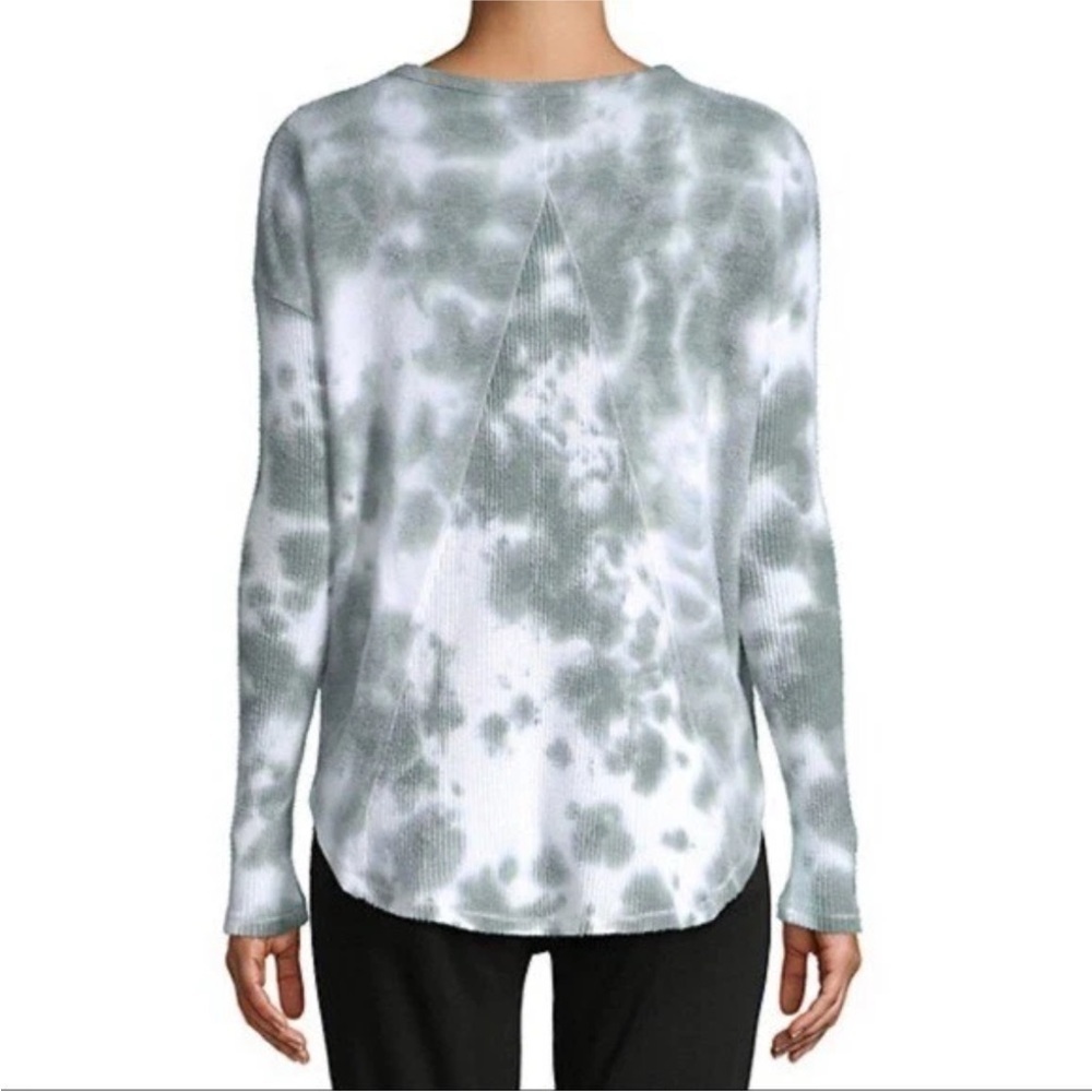 Theo & Spence Green and White Long Sleeve Tie Dye Top